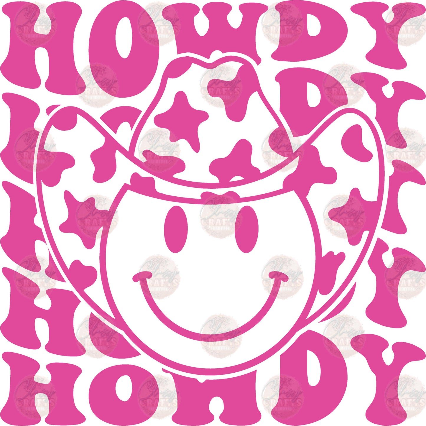 Pink Howdy Smiley Transfer