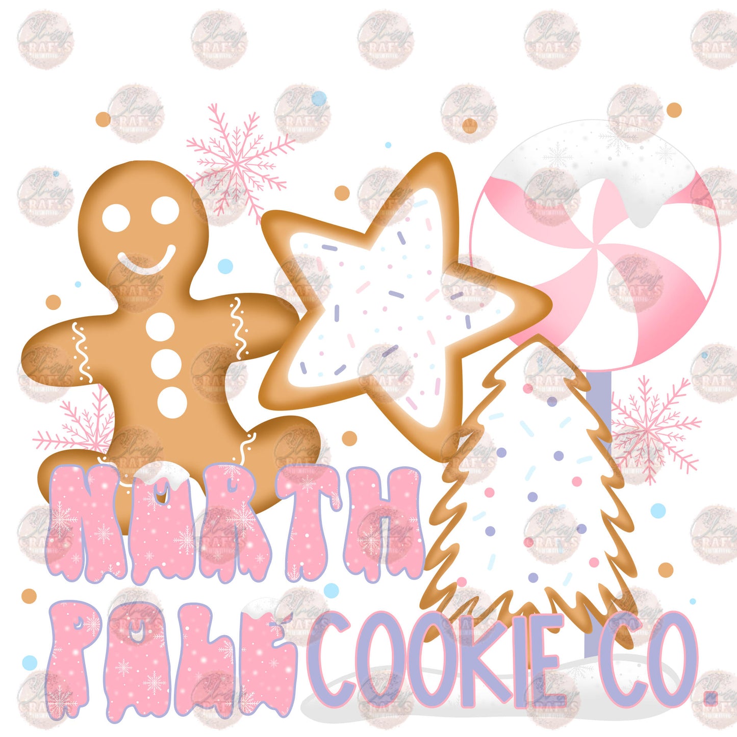 Pink North Pole Cookie Co. Transfer