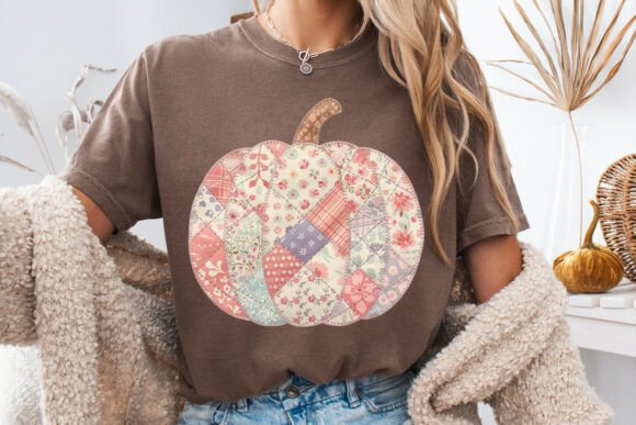 Pink Pacthwork Pumpkin Transfer