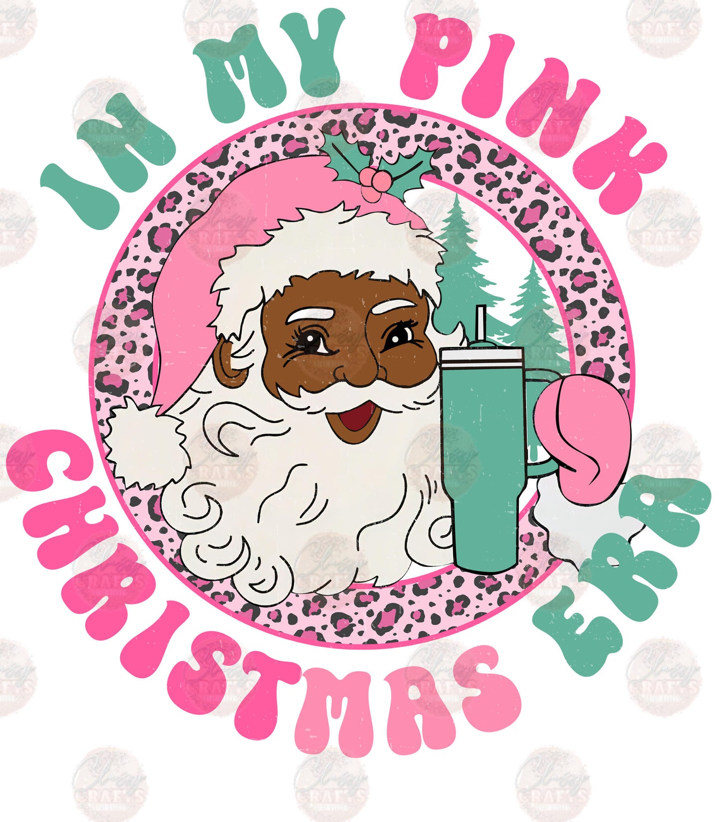 Pink Santa Christmas Era Transfer