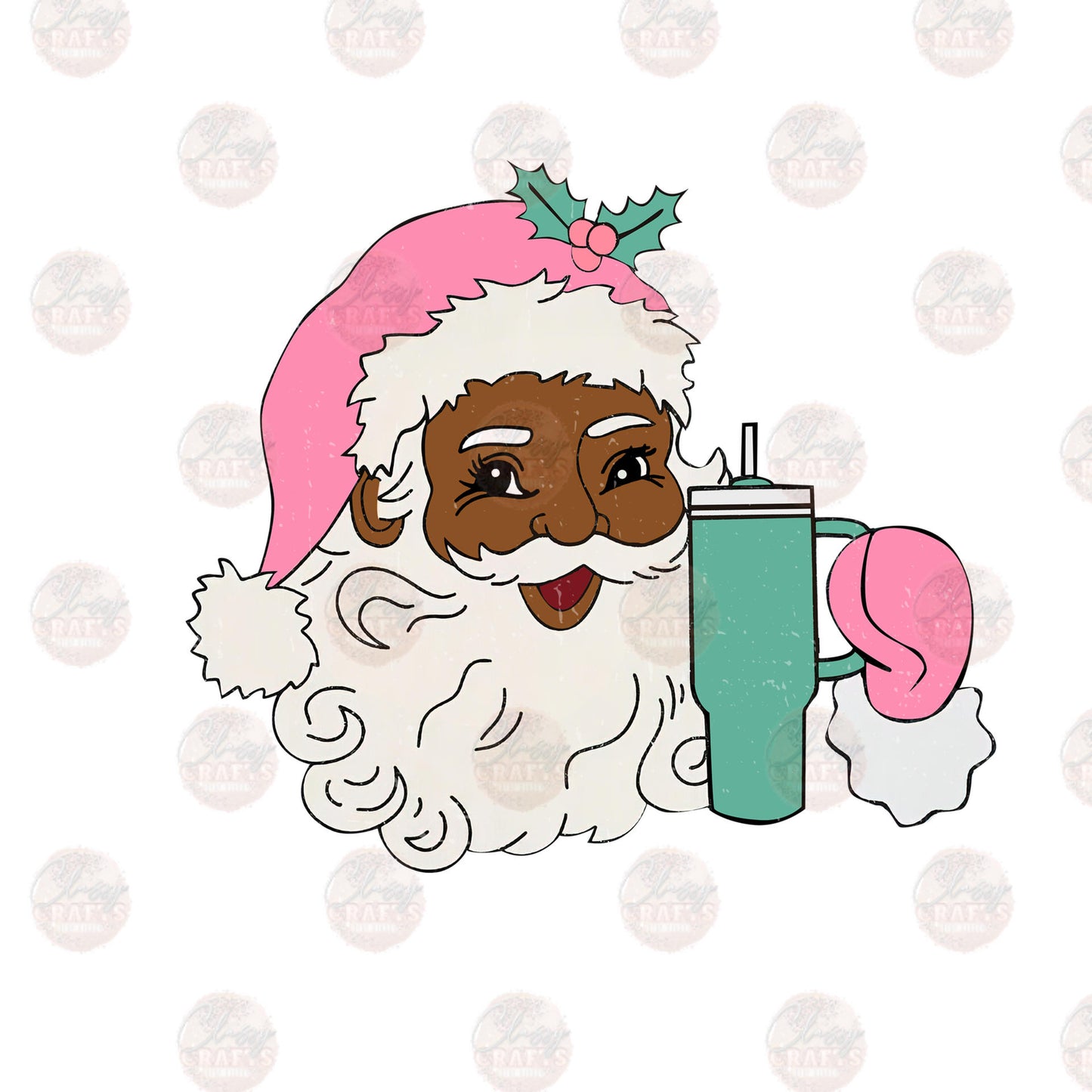 Pink Santa Christmas Era Pocket Transfer