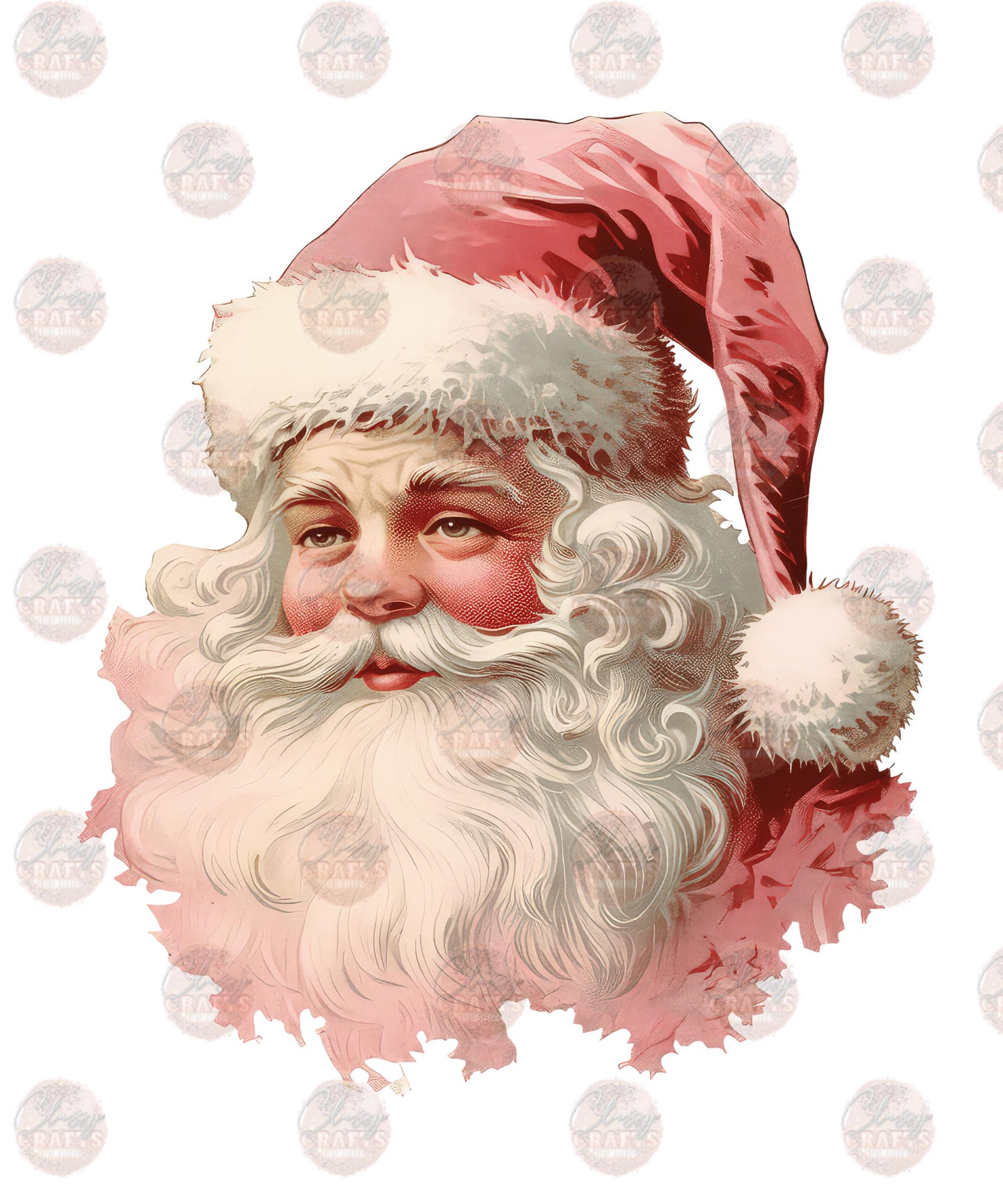 Pink Santa Retro Transfer