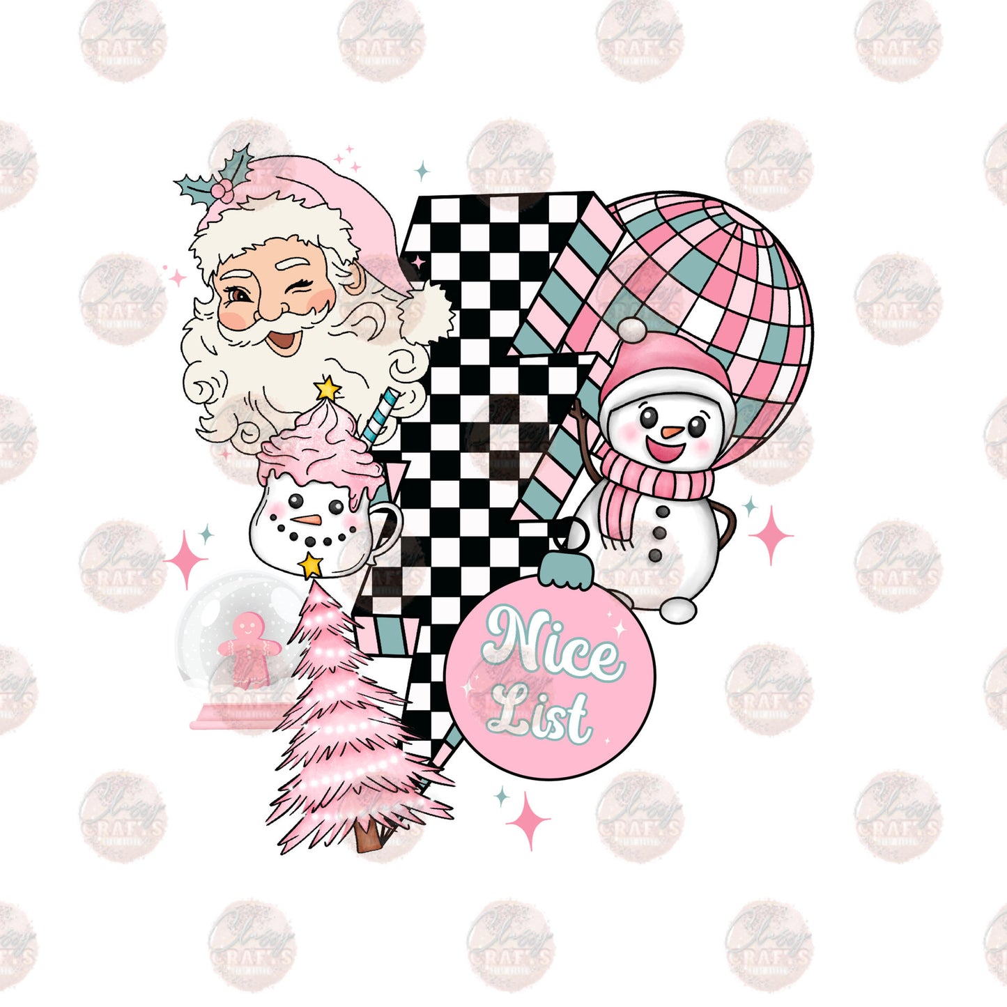 Pink Santa Mash Transfer
