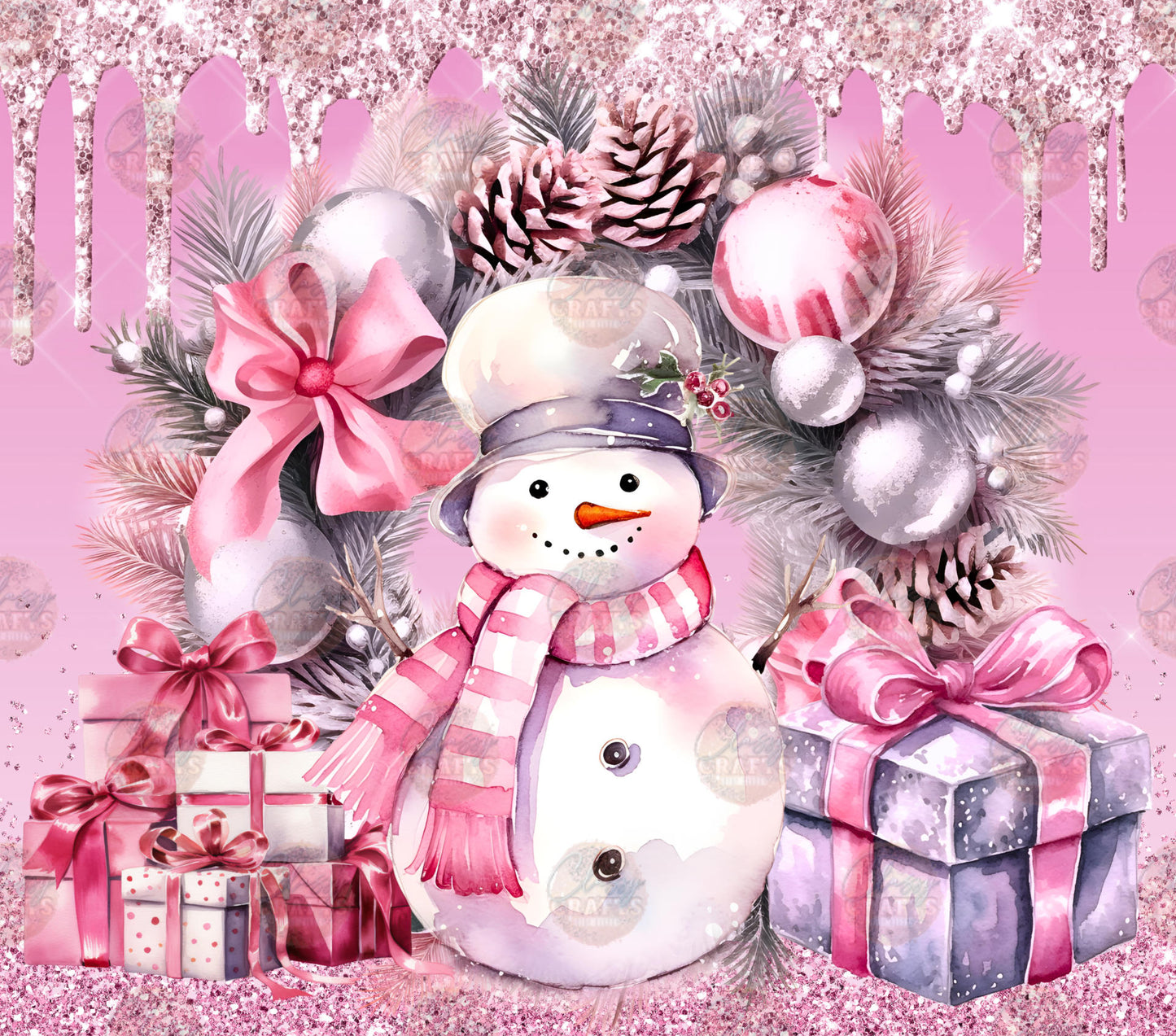 Pink Snowman Tumbler Wrap