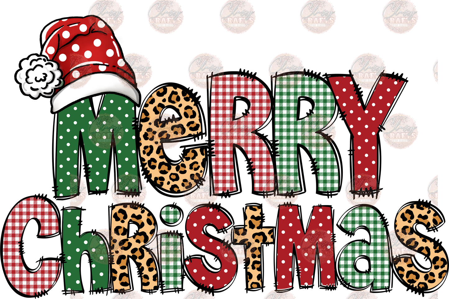 Polka Dotted Merry Christmas Transfer