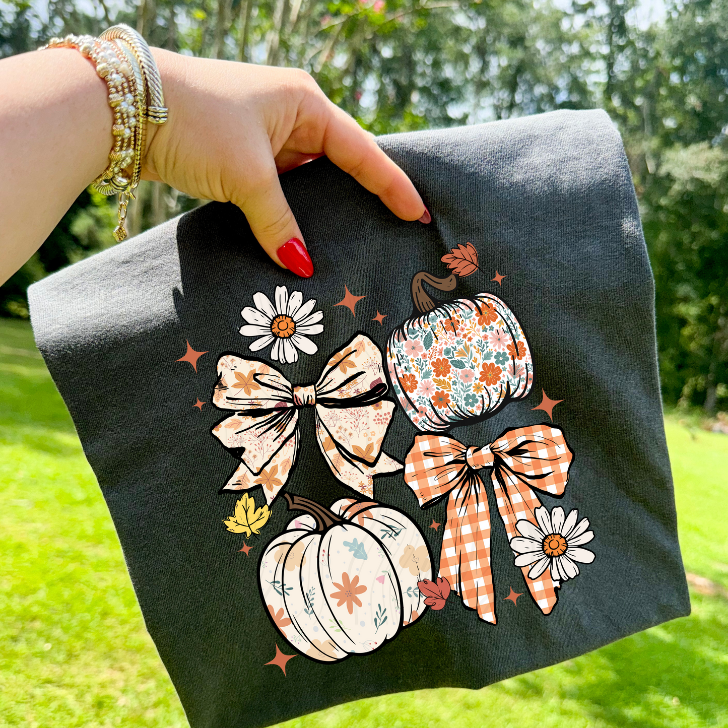Pumpkins And Flowers Transfer
