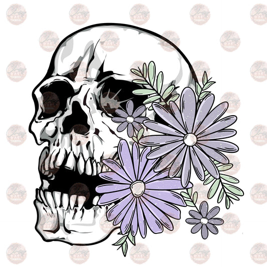 Purple Floral Skull Transfer
