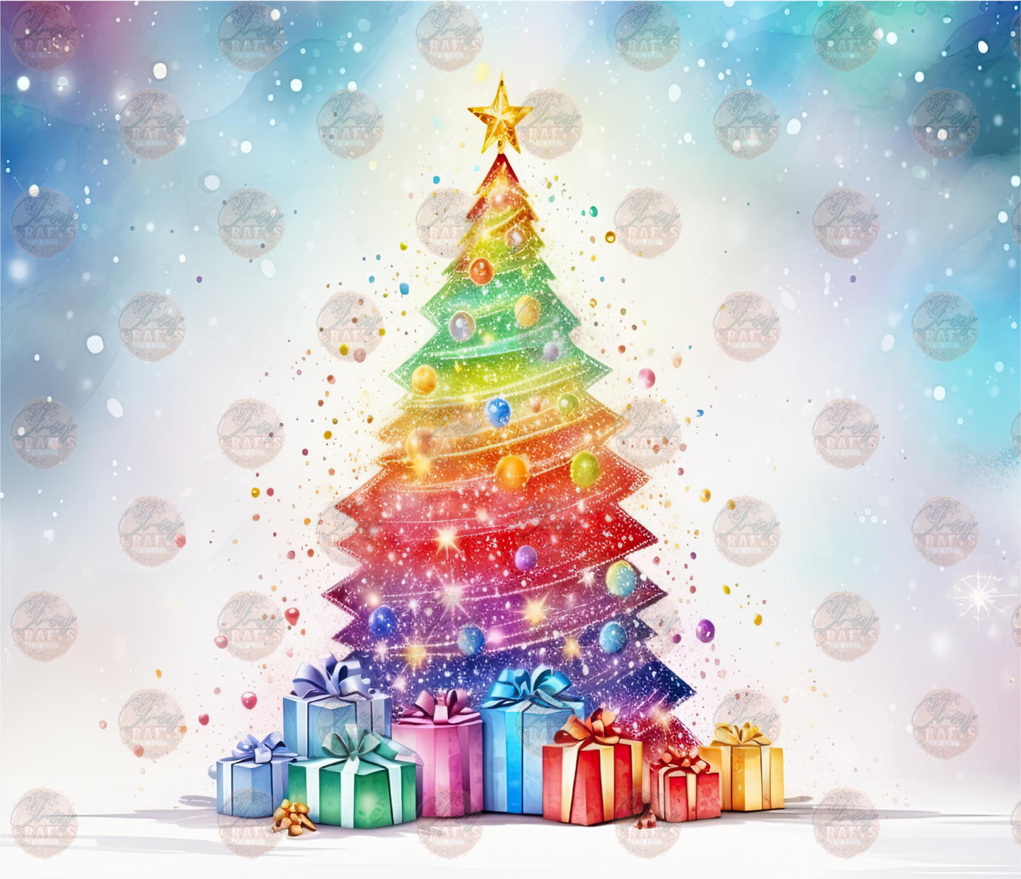 Rainbow Christmas Tree Tumbler Wrap