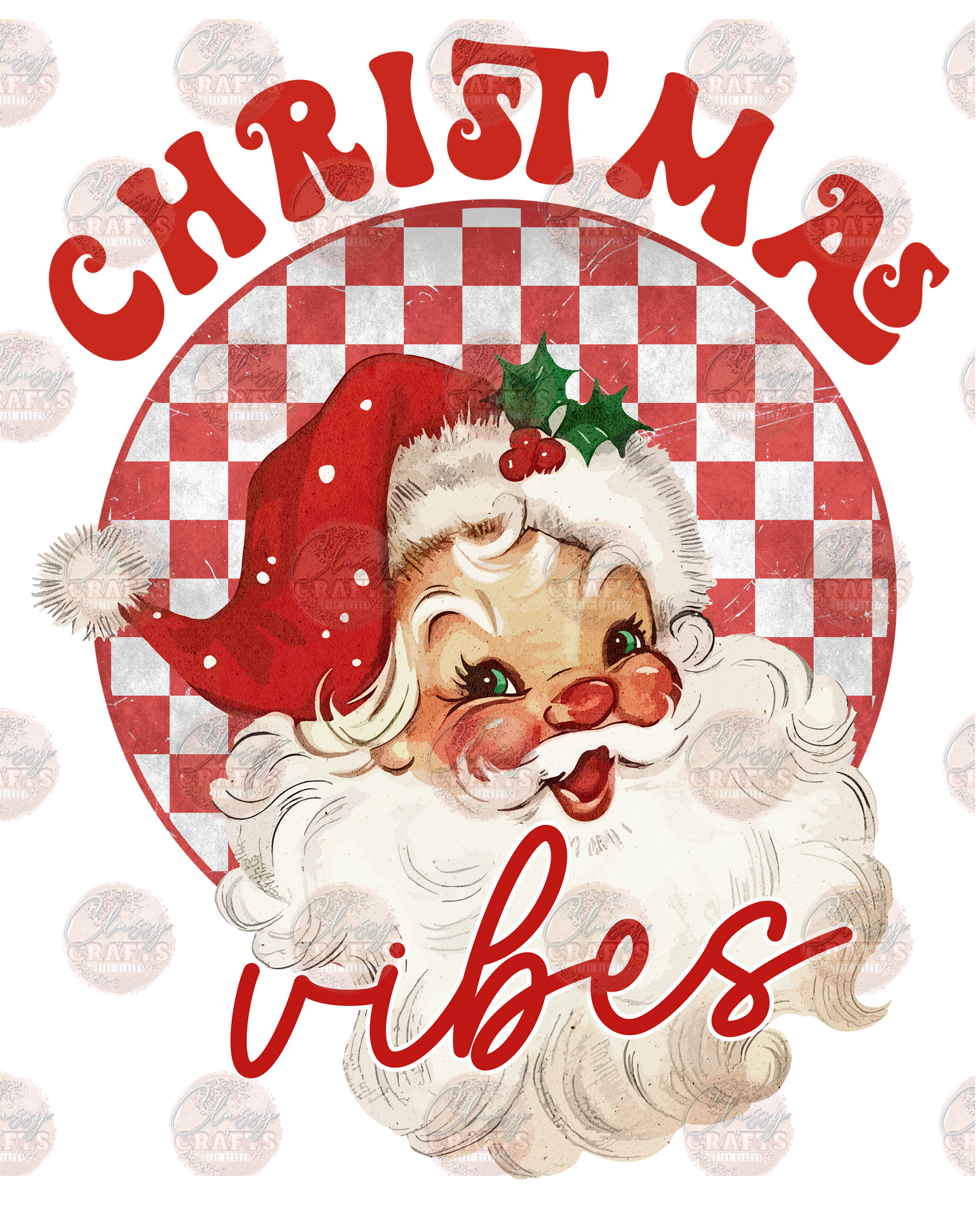 Red Retro Santa Transfer