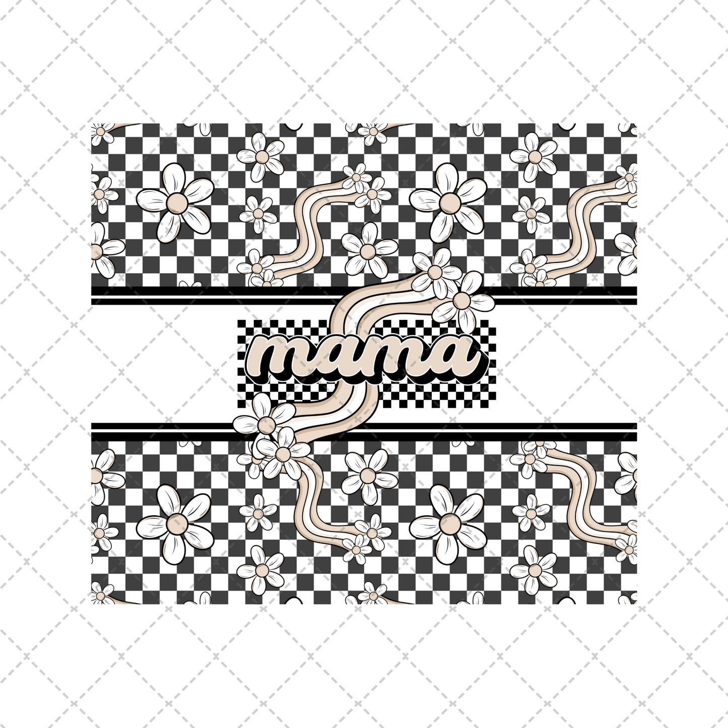 Retro Checkered Mama Tumbler Wrap