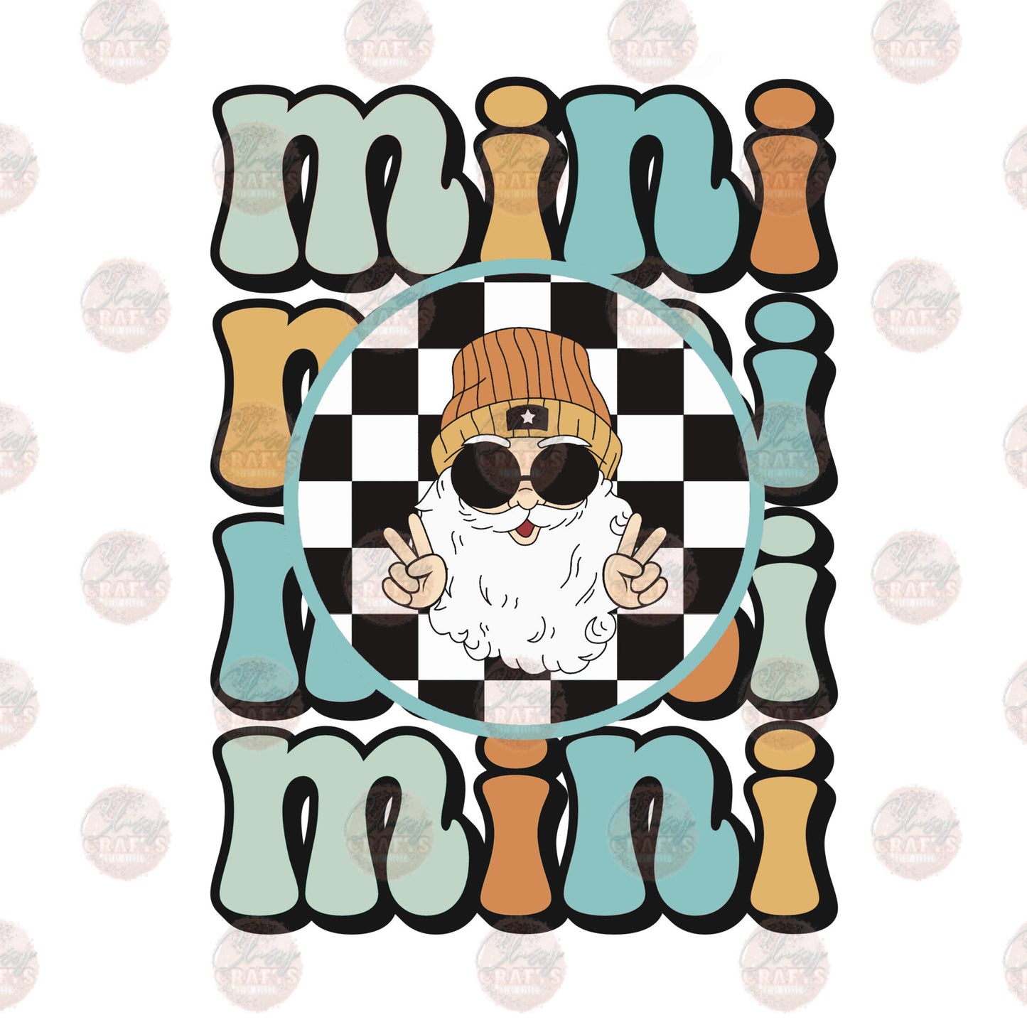 Retro Checkered Santa Boy Transfer