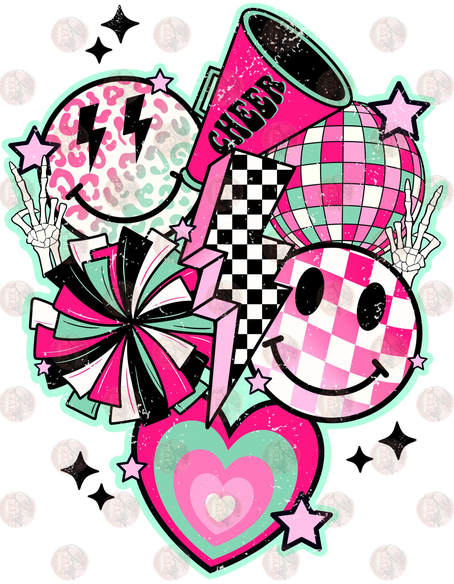 Retro Cheer Collage Transfer