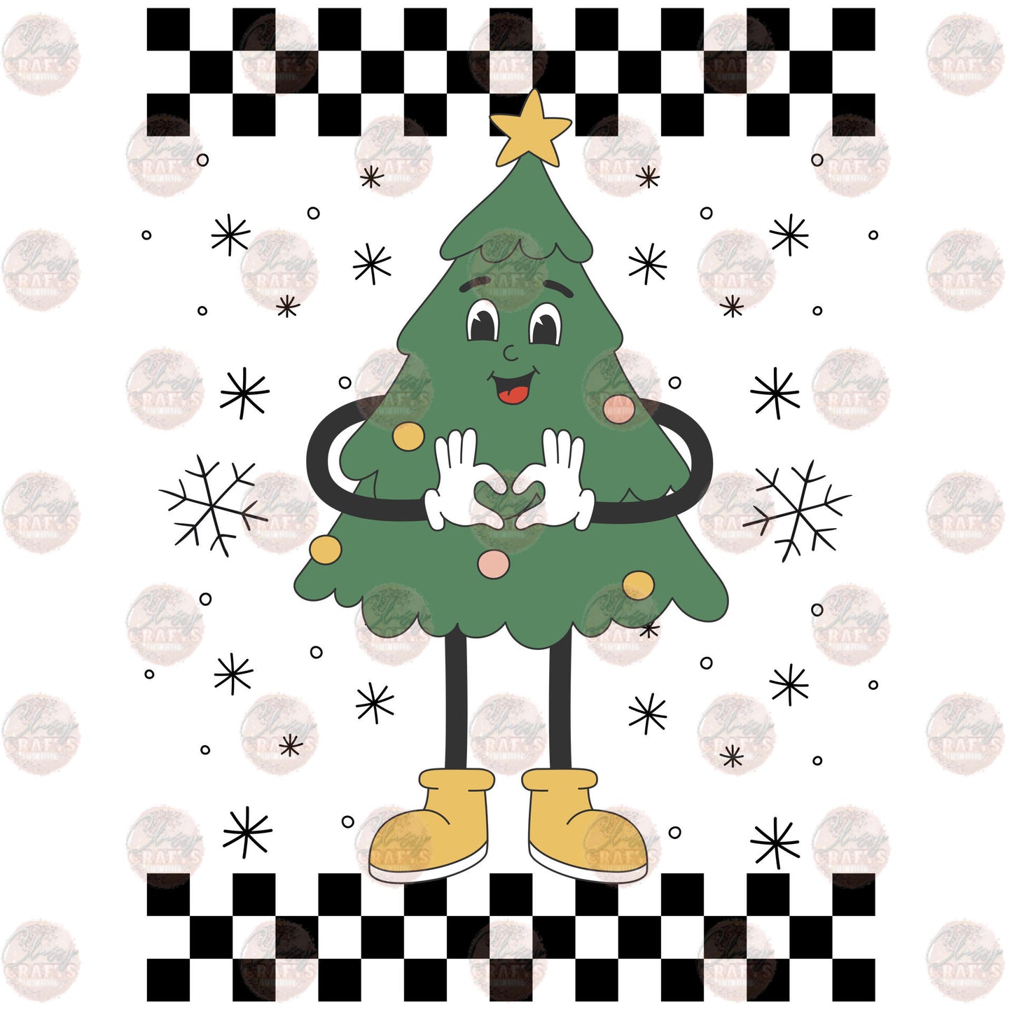 Retro Christmas Tree Transfer