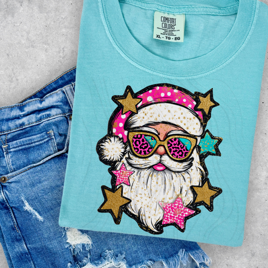 Retro Glitter Santa Transfer
