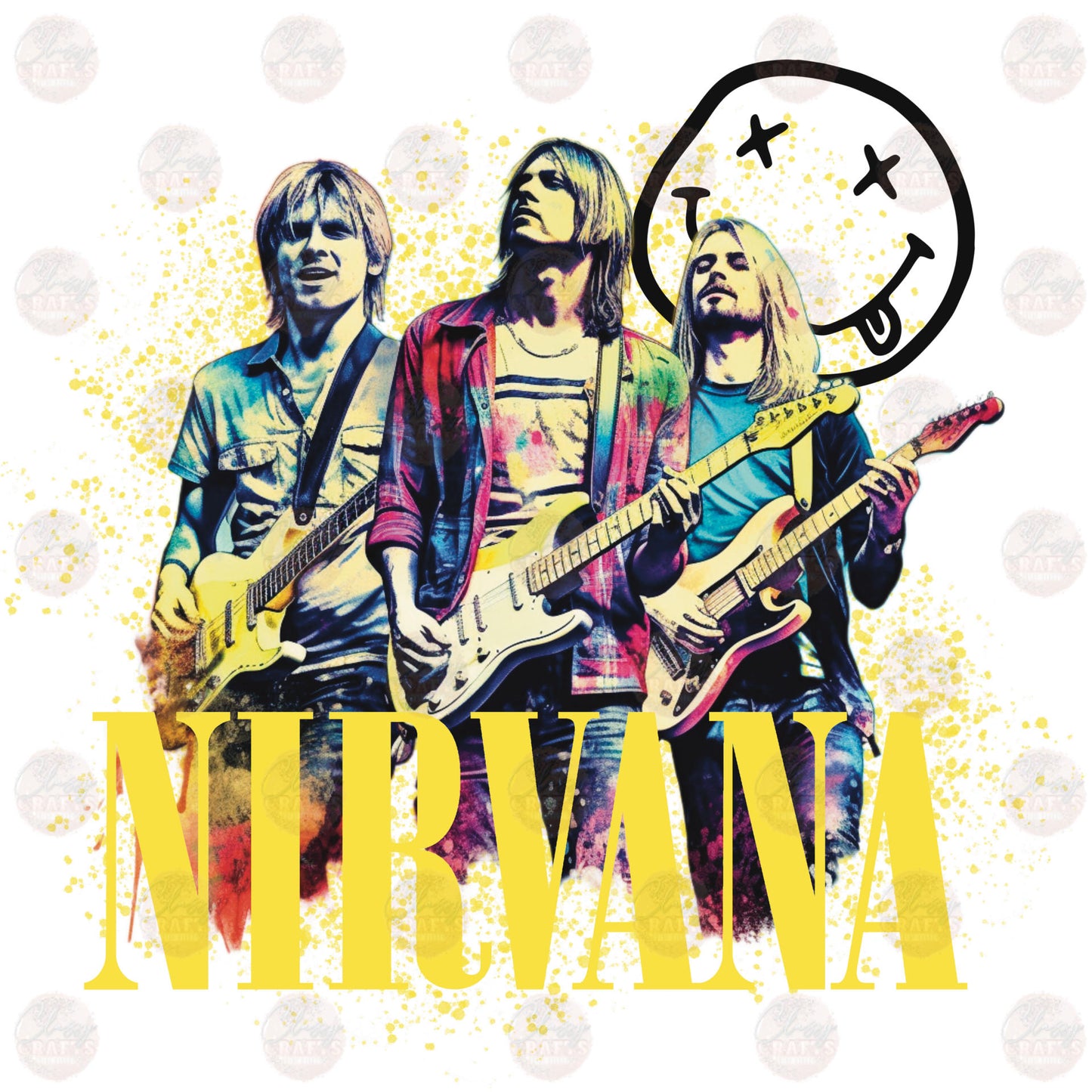 Rock Band With Smiley Transfer