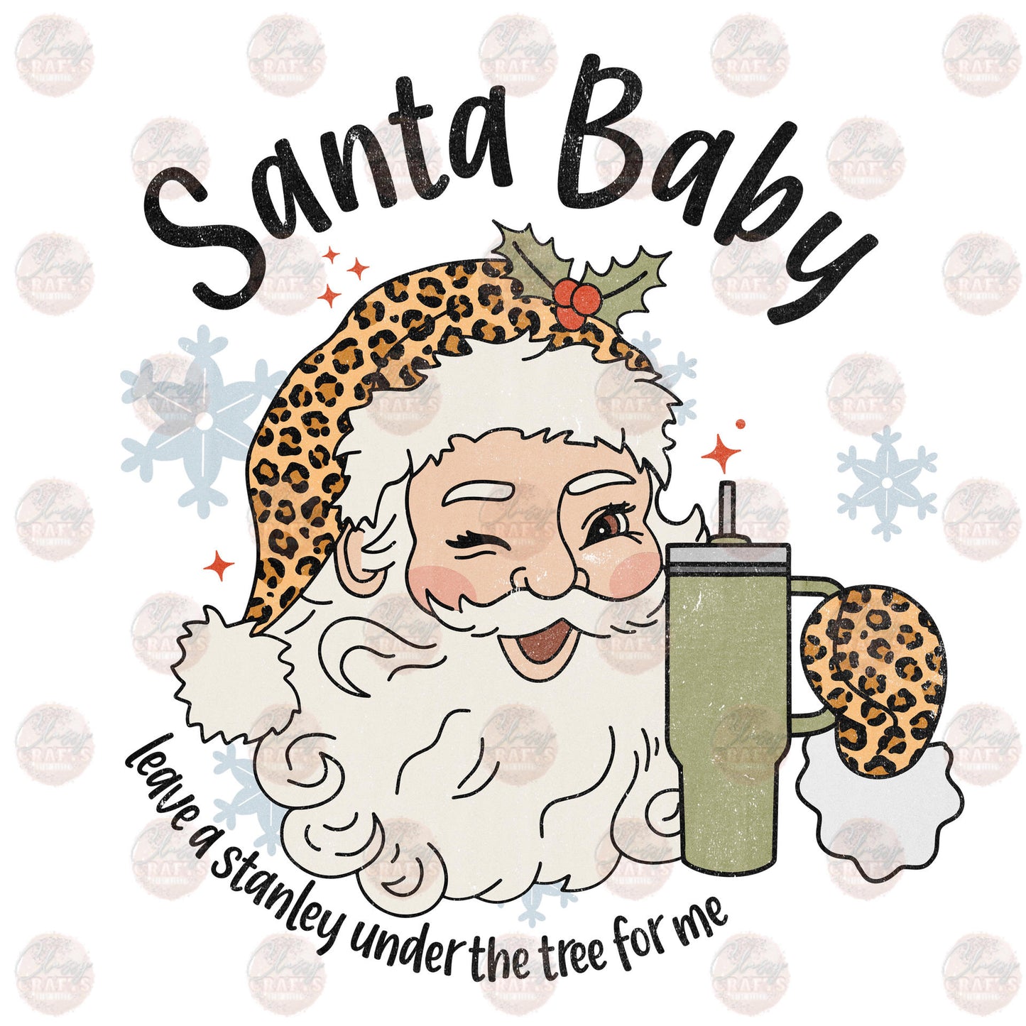 Santa Baby Winking Santa Distressed Transfers