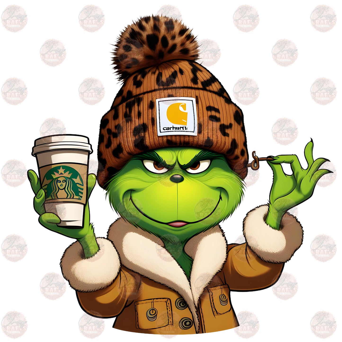 Sassy Grump Brown Leopard Beanie Transfers