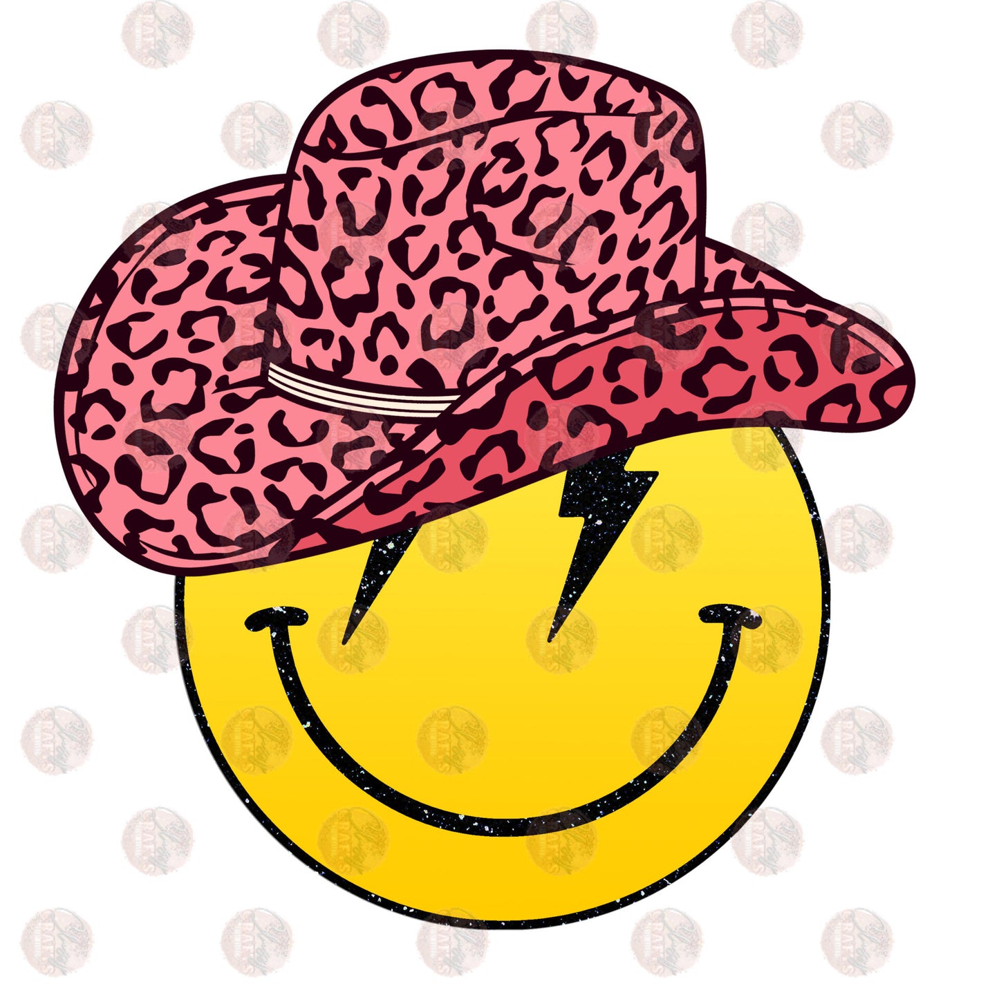 Smiley Bolt With Cowboy Hat Transfer