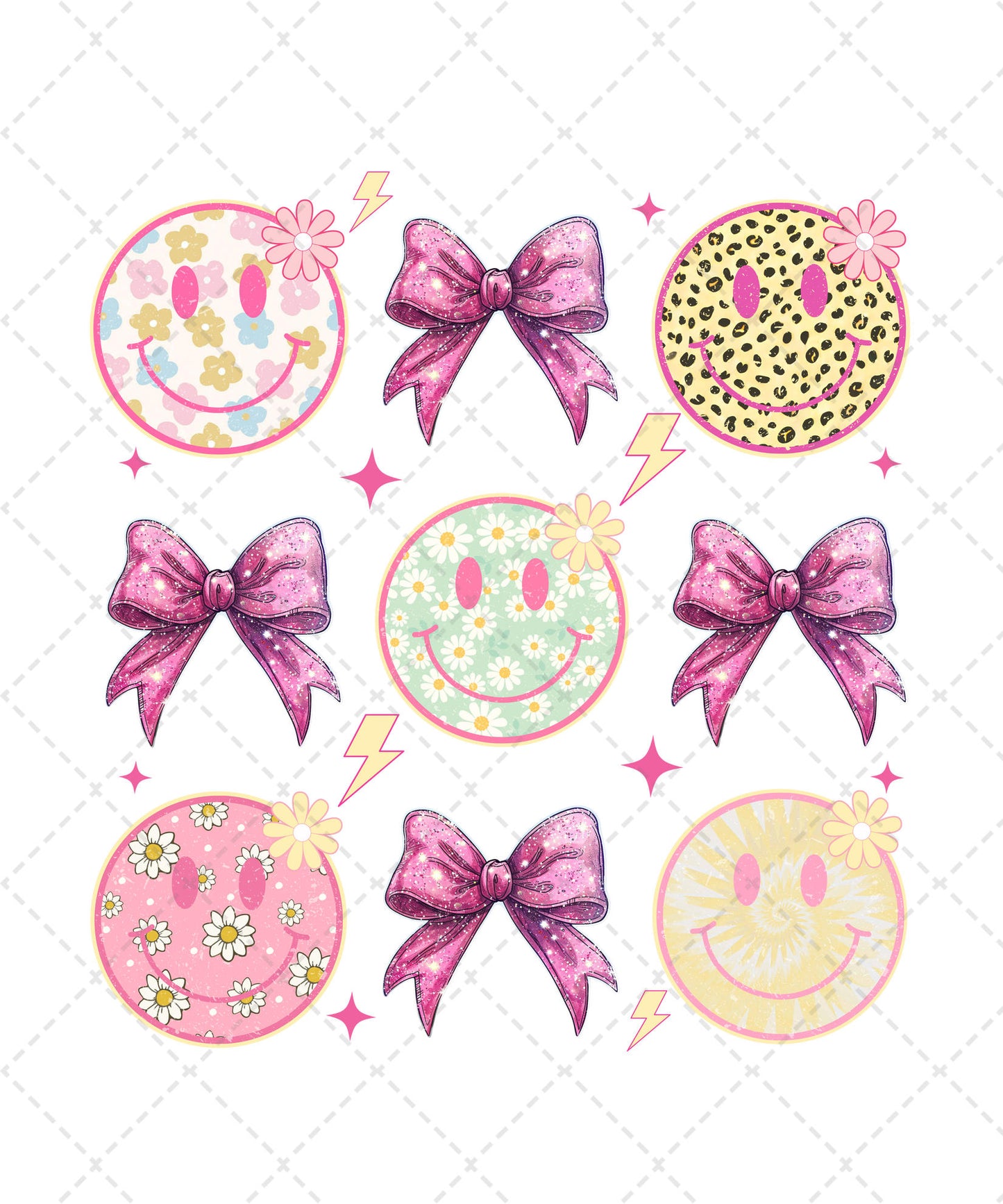 Smileys and Glitter Bows Collage Transfer