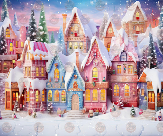 Snow Covered Village Tumbler Wrap