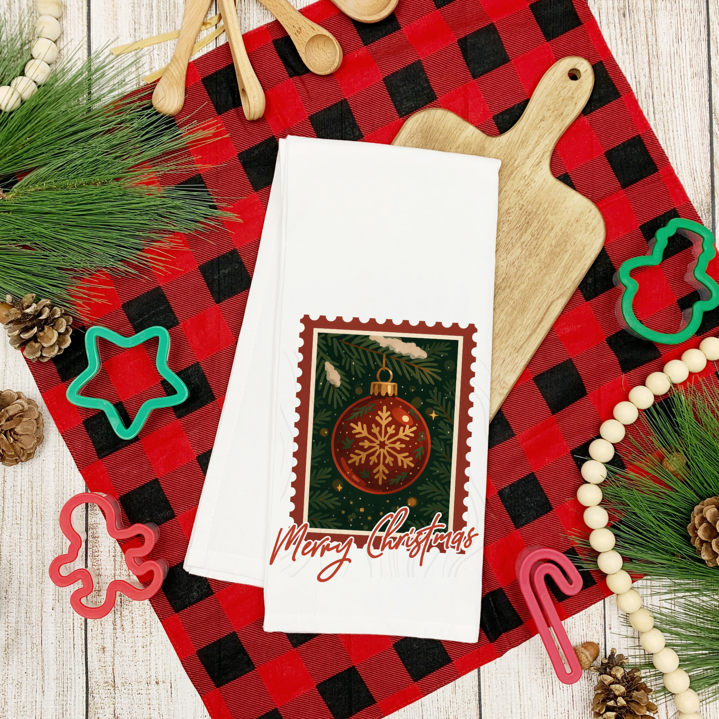Snowflake Christmas Tea Towel Transfer