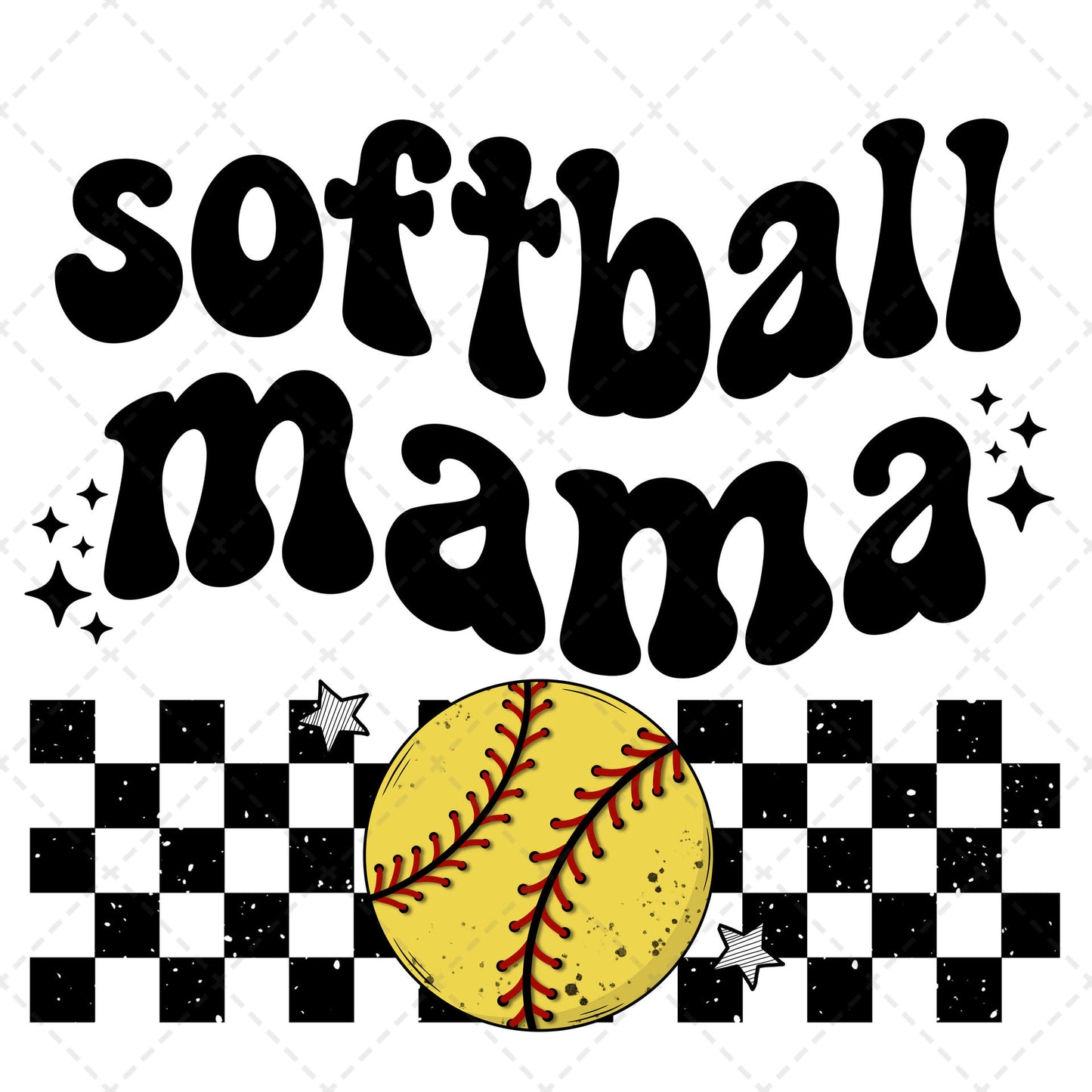 Softball Mama checkered Transfer