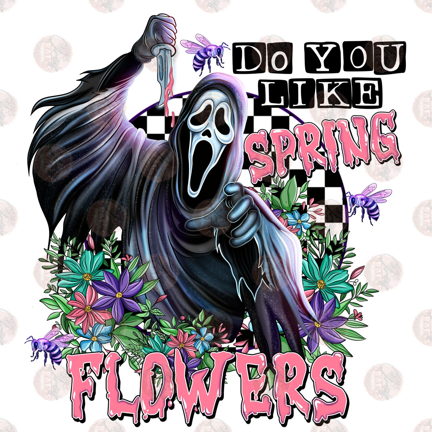 Spring Flowers Ghost pink Two Part **Sold Separately** Transfer