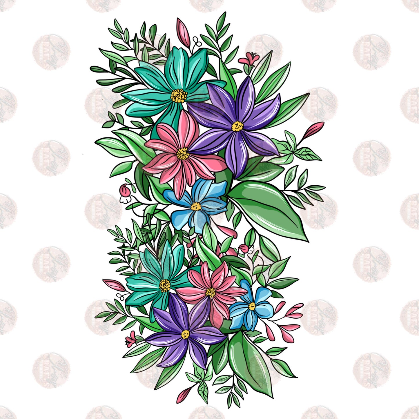 Spring Flowers Ghost pink Two Part **Sold Separately** Transfer