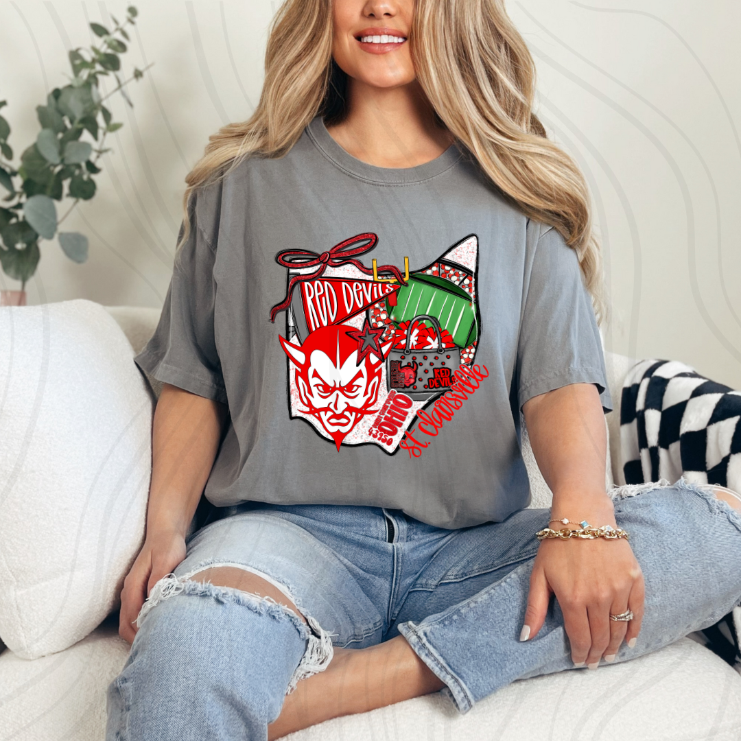St. Clairsville Red Devils Game Day Coquette Transfer
