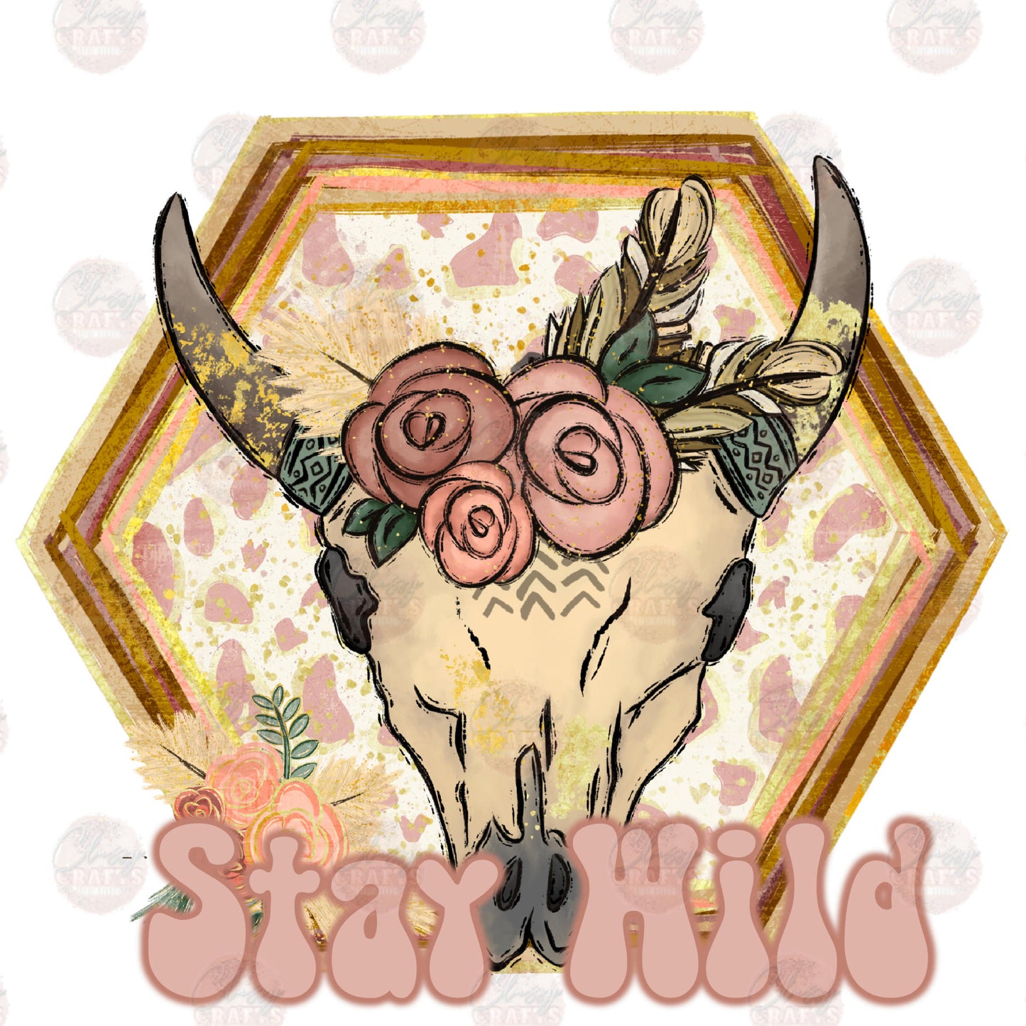 Stay Wild Boho Skull Transfer