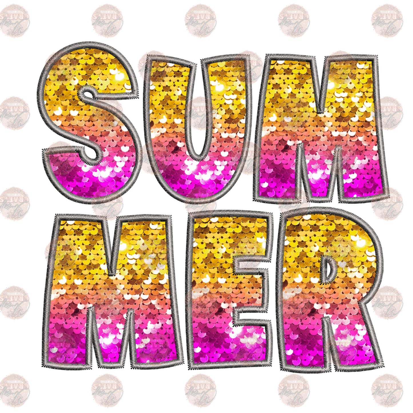 Summer Sequins Embroidery Transfer