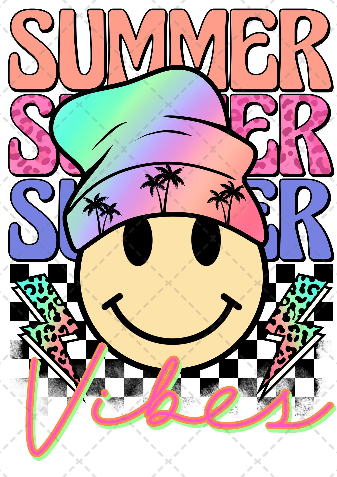 Summer Vibes Smiley with Beanie **TWO PART* SOLD SEPARATELY** Transfer