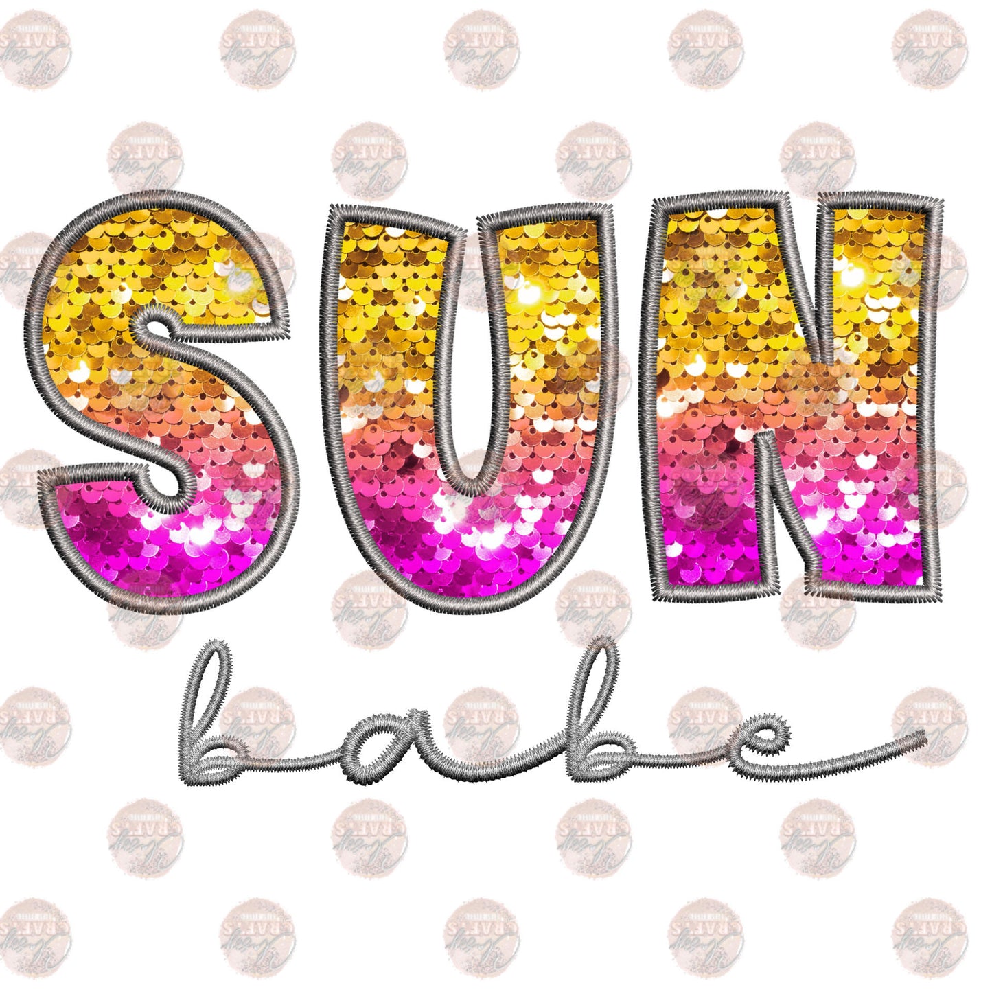 Sun Babe Sequins Embroidery Transfer
