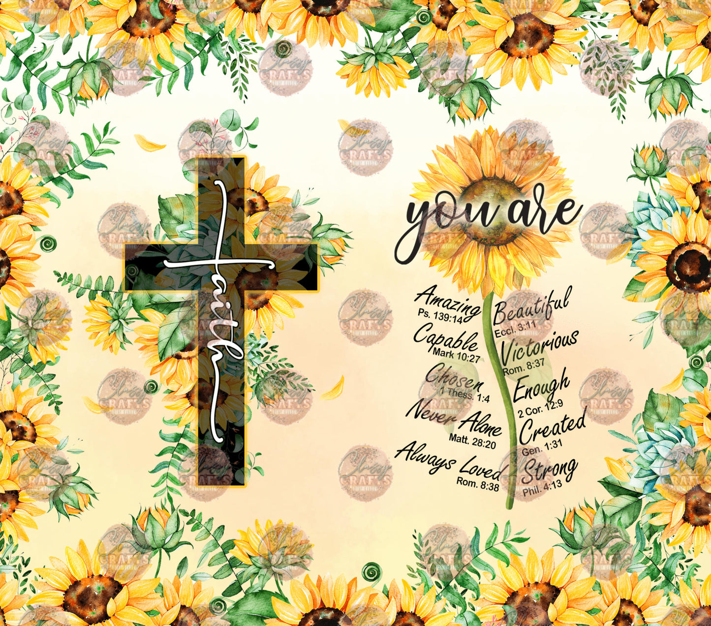 Sunflower Cross Tumbler Wrap