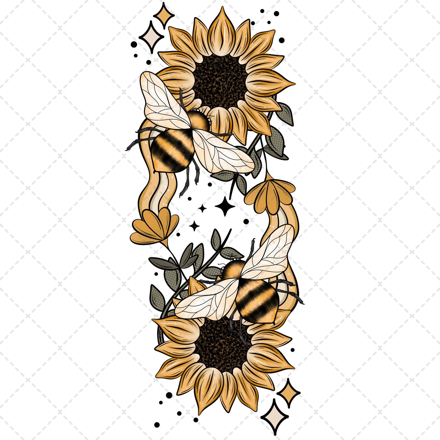 Sunflower Bee **THREE PART* SOLD SEPARATELY** Transfer