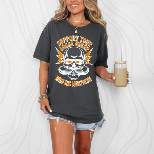 Support Your Local Biker Ride His Mustache Transfer