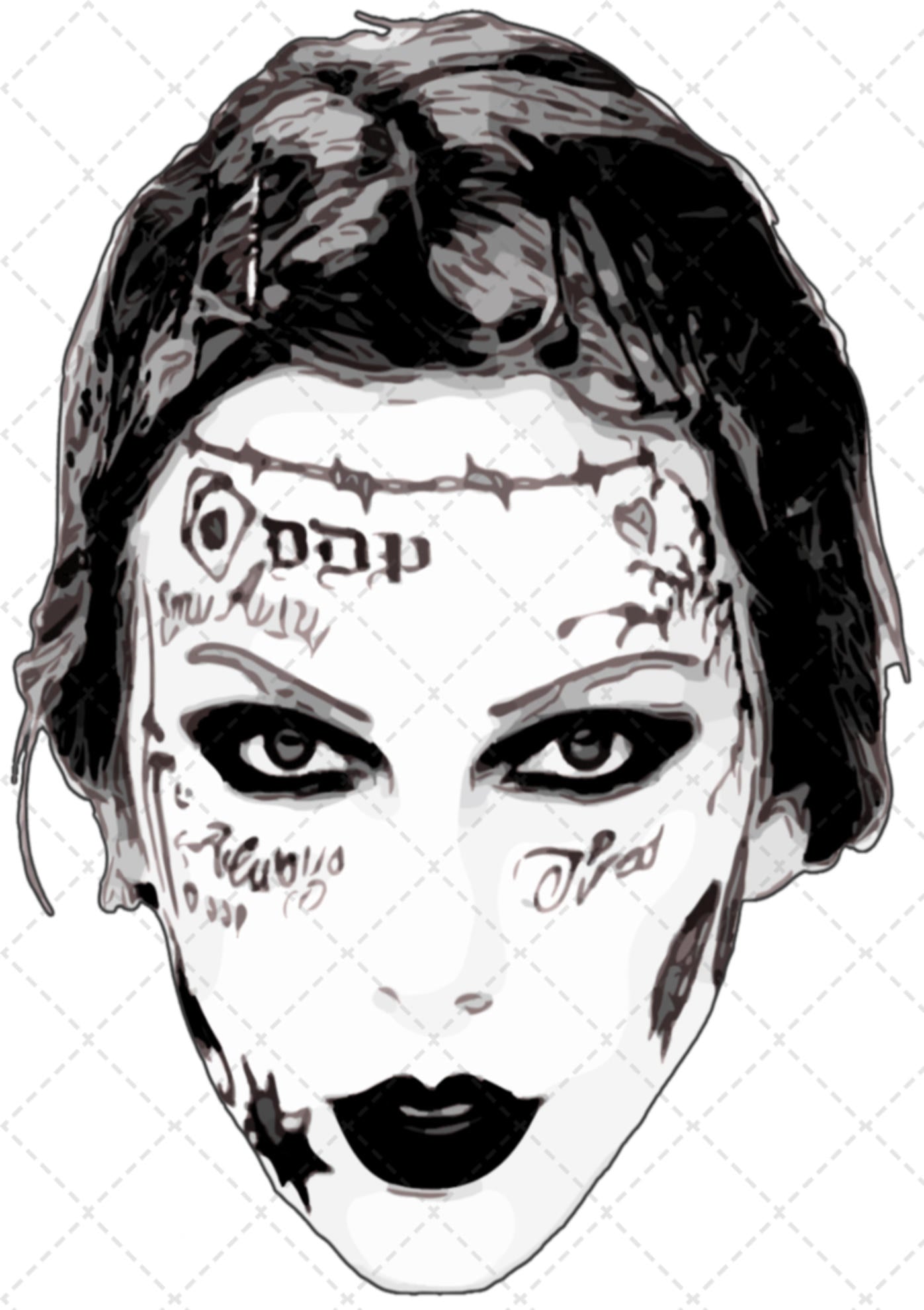 T.S. Face Tatoos Black Transfer