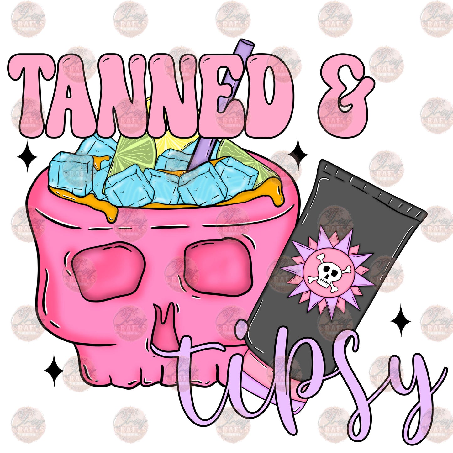 Tanned & Tipsy Skull Transer