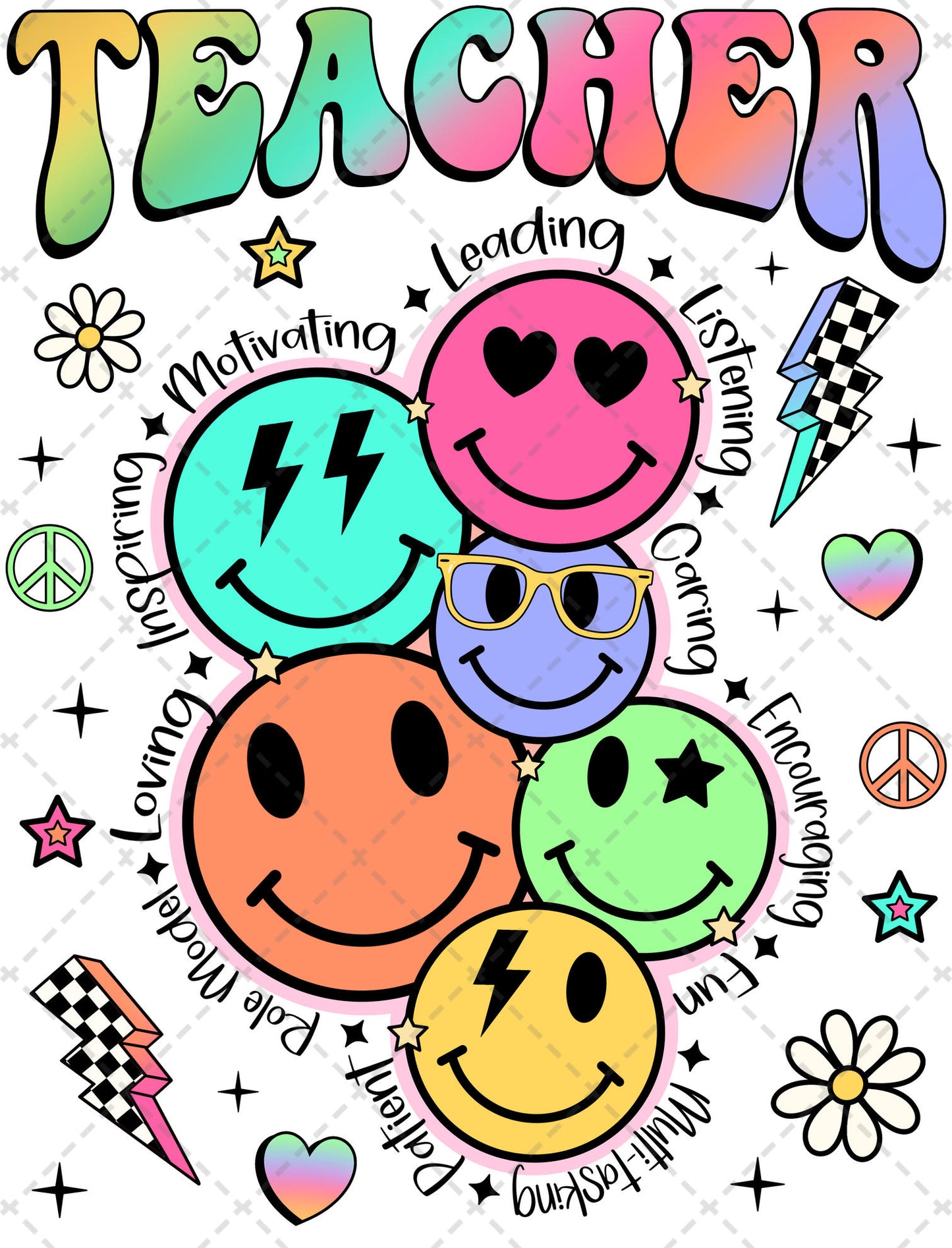 Teacher Smiley **TWO PART* SOLD SEPARATELY** Transfer