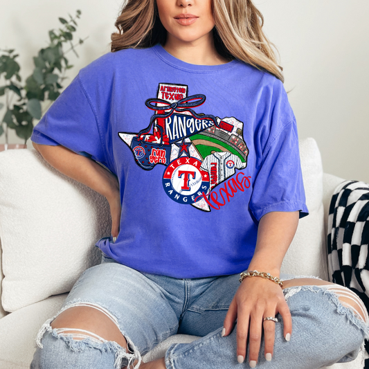 Texas Rangers Game Day Coquette Transfer