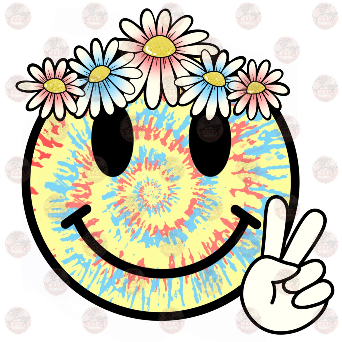 Tie Dye Hippie Smiley Transfer