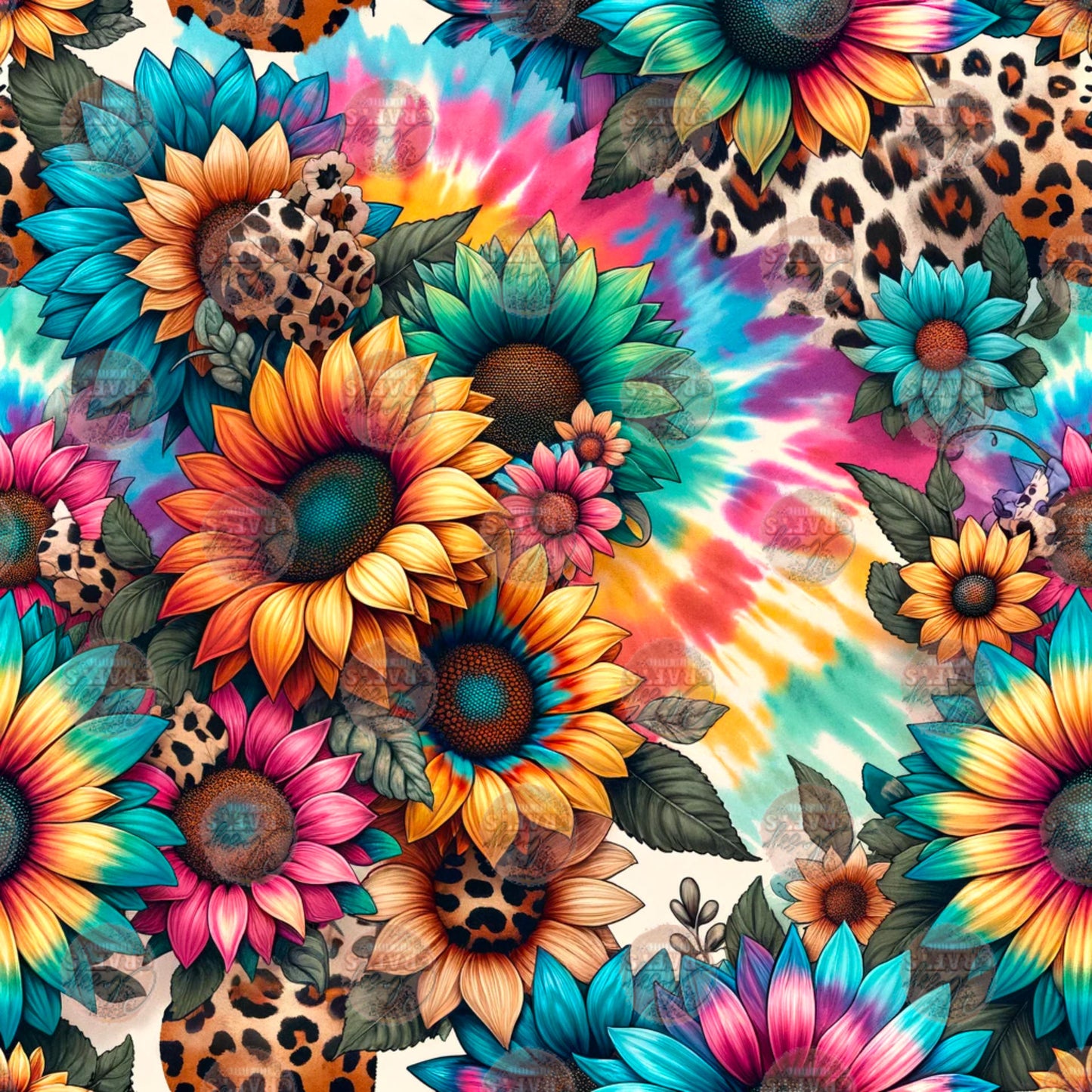 Tie Dye Sunflowers Tumbler Wrap