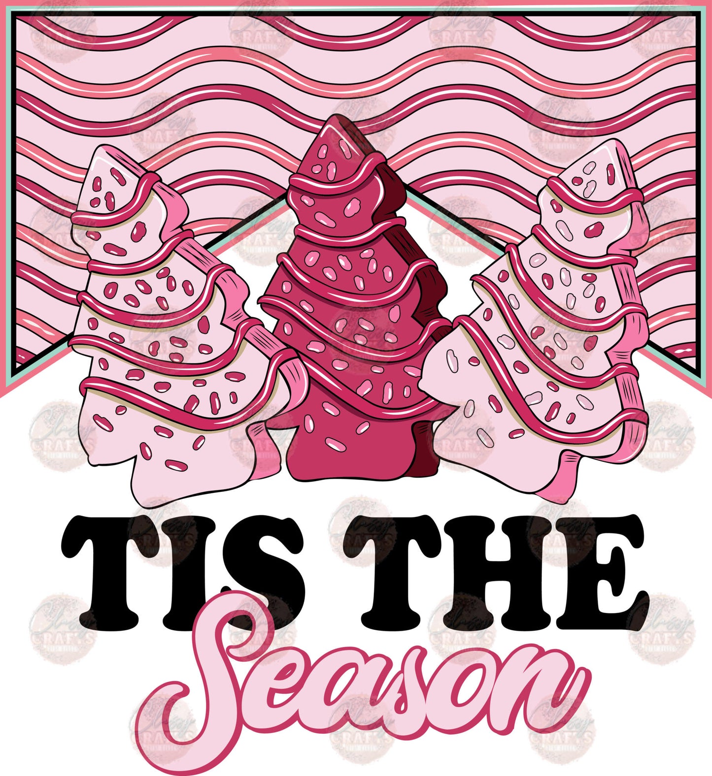 Tis The Season Pink Yummy Trees Transfer