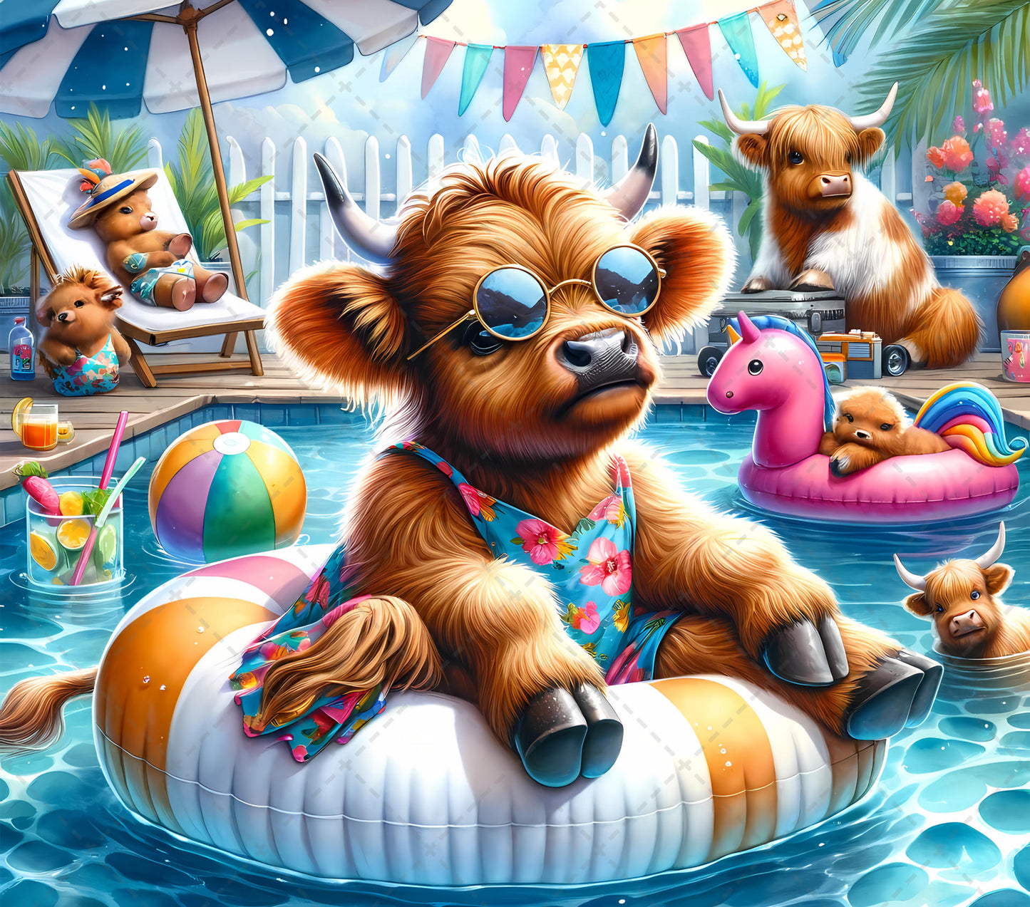 Tubing Highland Cow Tumbler Wrap