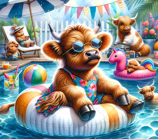 Tubing Highland Cow Tumbler Wrap