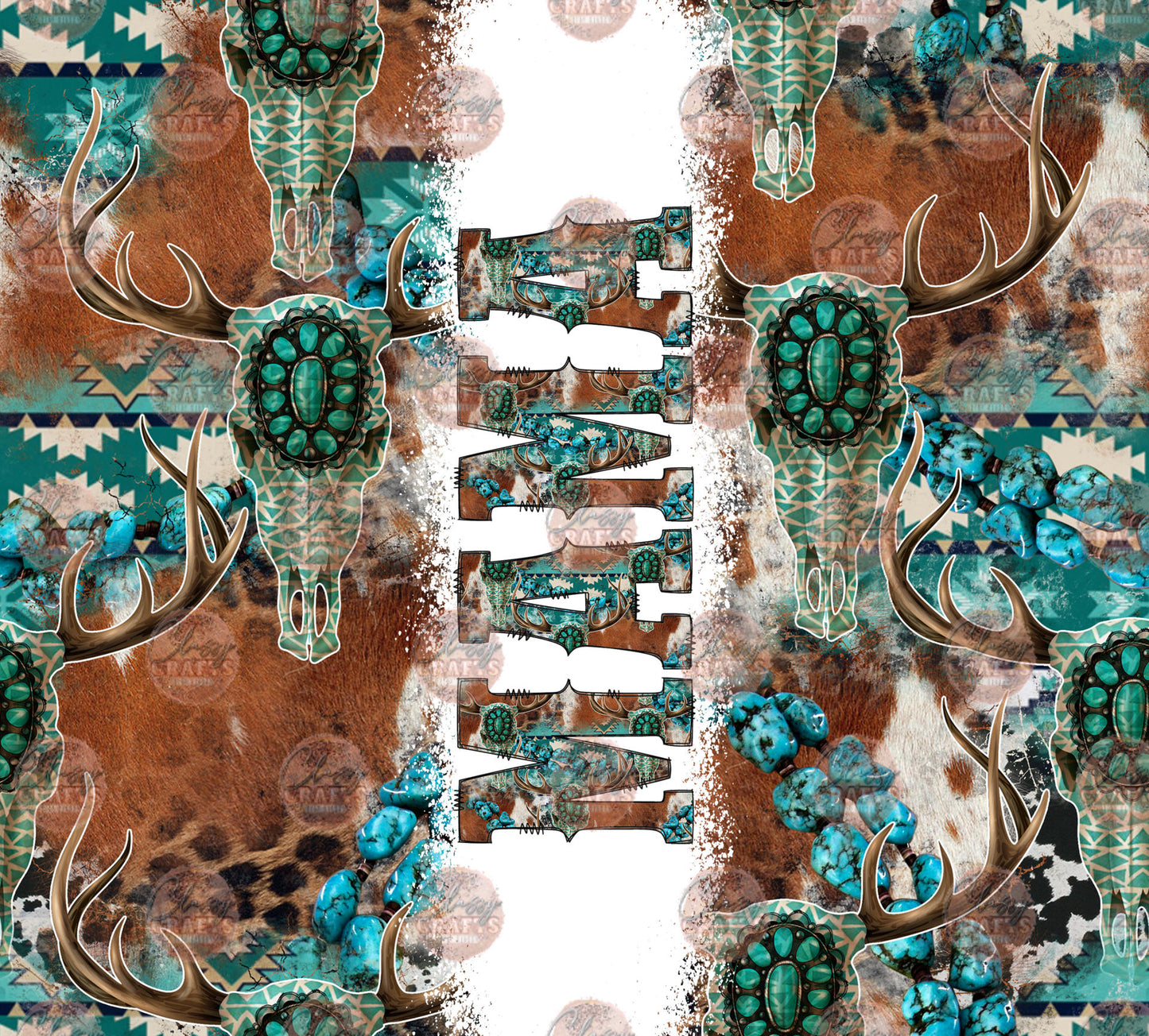 Turquoise Western Mama Tumbler Wrap