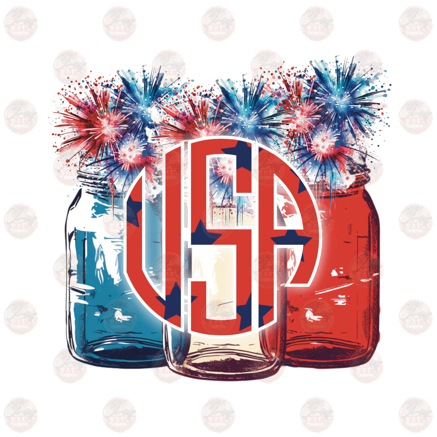 USA Floral Jars Transfer