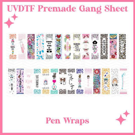 Nurse Pen Wrap - 22x12 - UVDTF PREMADE GANG SHEET