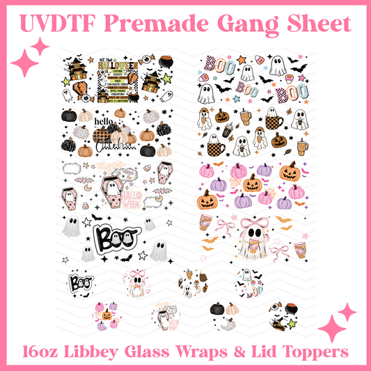 Ghost Coffee 16oz Libbey Glass Wraps - 22x24 - UVDTF PREMADE GANG SHEET