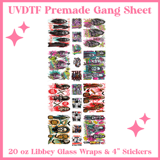 Spooky  UVDTF 20oz Libbey Glass Wraps - 22x48 - UVDTF PREMADE GANG SHEET